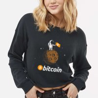 Bitcoin Btc Crypto To The Moon Featuring Astronaut Cropped Pullover Crew
