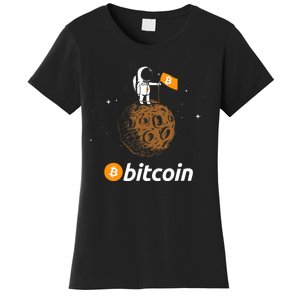 Bitcoin Btc Crypto To The Moon Featuring Astronaut Women's T-Shirt