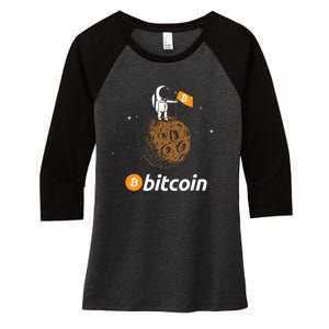 Bitcoin Btc Crypto To The Moon Featuring Astronaut Women's Tri-Blend 3/4-Sleeve Raglan Shirt