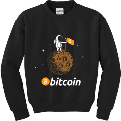 Bitcoin Btc Crypto To The Moon Featuring Astronaut Kids Sweatshirt