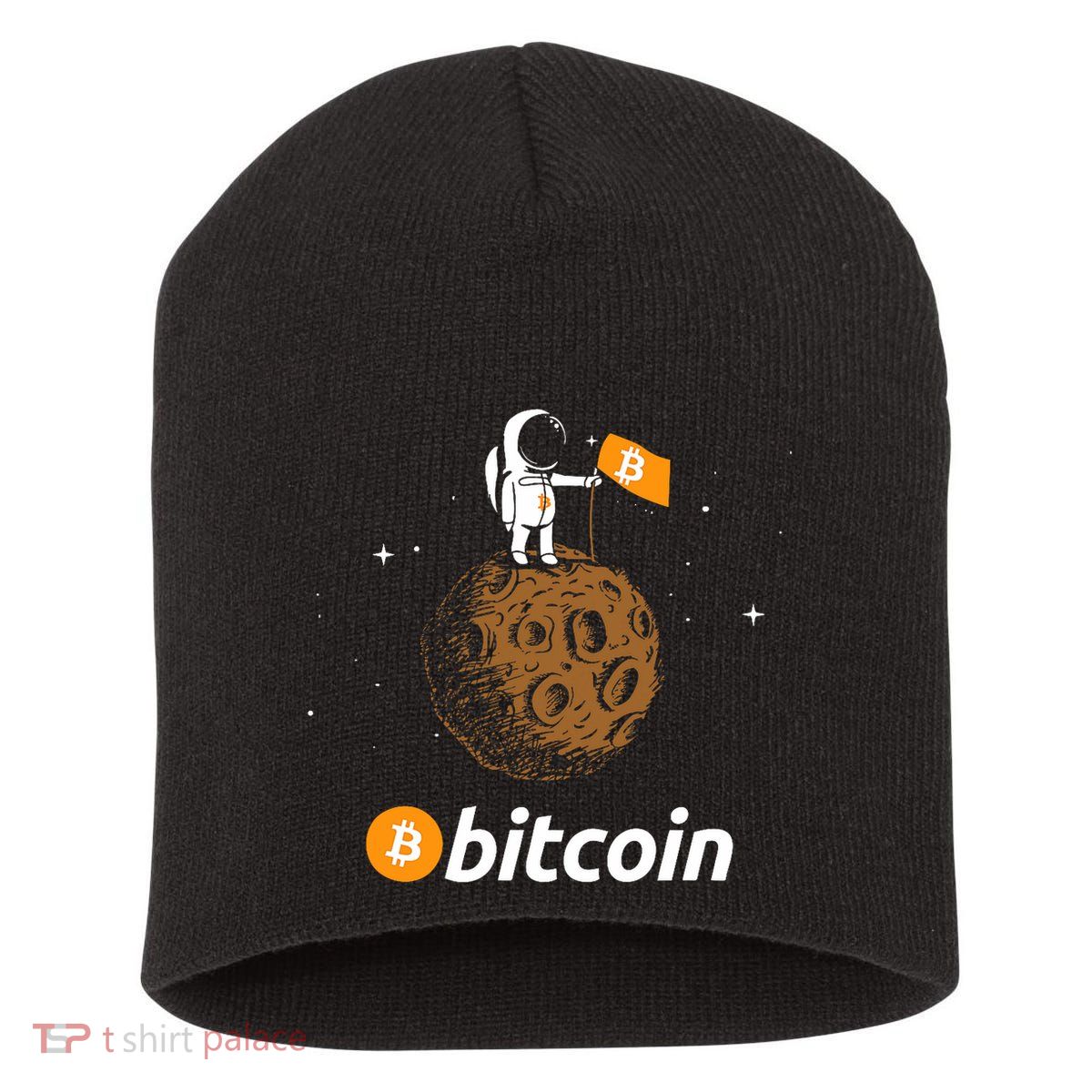 Bitcoin Btc Crypto To The Moon Featuring Astronaut Short Acrylic Beanie