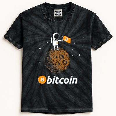 Bitcoin Btc Crypto To The Moon Featuring Astronaut Kids Tie-Dye T-Shirt