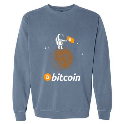 Bitcoin Btc Crypto To The Moon Featuring Astronaut Garment-Dyed Sweatshirt
