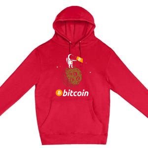 Bitcoin Btc Crypto To The Moon Featuring Astronaut Premium Pullover Hoodie