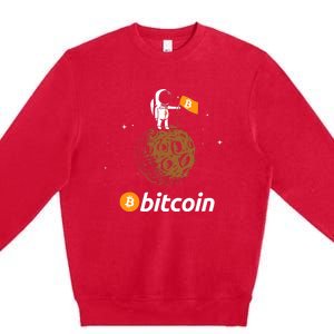 Bitcoin Btc Crypto To The Moon Featuring Astronaut Premium Crewneck Sweatshirt