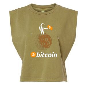 Bitcoin Btc Crypto To The Moon Featuring Astronaut Garment-Dyed Women's Muscle Tee