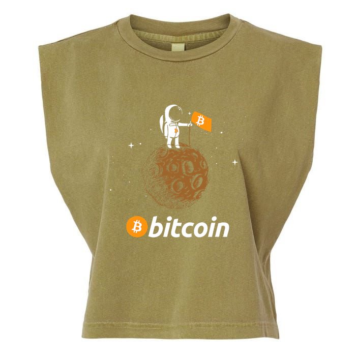 Bitcoin Btc Crypto To The Moon Featuring Astronaut Garment-Dyed Women's Muscle Tee
