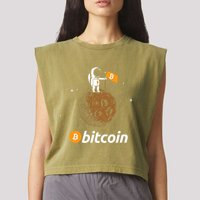 Bitcoin Btc Crypto To The Moon Featuring Astronaut Garment-Dyed Women's Muscle Tee