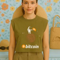 Bitcoin Btc Crypto To The Moon Featuring Astronaut Garment-Dyed Women's Muscle Tee