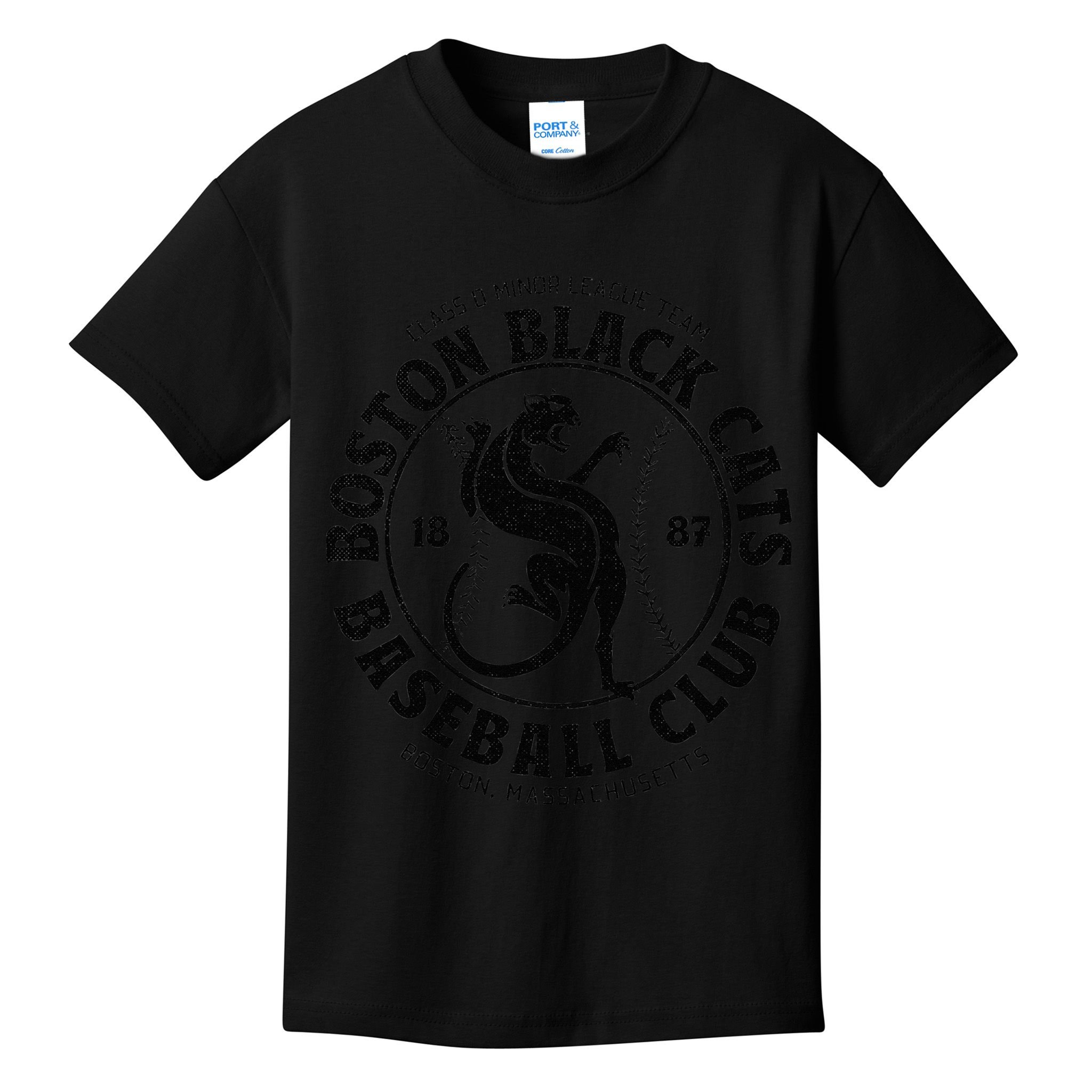 Boston Black Cats Baseball Retro Minor League Baseball Team Kids T-Shirt