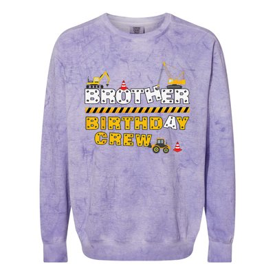 Brother Birthday Crew Construction Family Birthday Party Colorblast Crewneck Sweatshirt