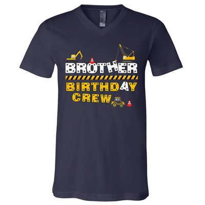 Brother Birthday Crew Construction Family Birthday Party V-Neck T-Shirt