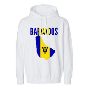 Barbadian Barbados Country Map Flag Garment-Dyed Fleece Hoodie