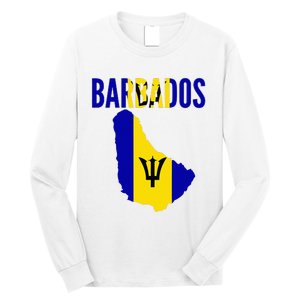 Barbadian Barbados Country Map Flag Long Sleeve Shirt