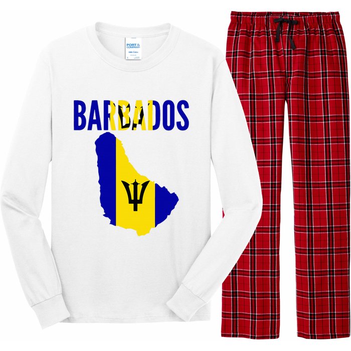 Barbadian Barbados Country Map Flag Long Sleeve Pajama Set