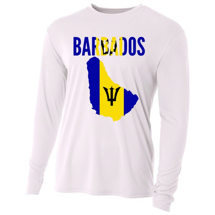 Barbadian Barbados Country Map Flag Cooling Performance Long Sleeve Crew