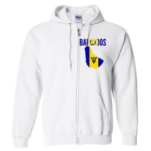 Barbadian Barbados Country Map Flag Full Zip Hoodie