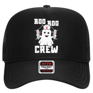 Boo Boo Crew Ghost Nurse Costume Funny Halloween High Crown Mesh Back Trucker Hat