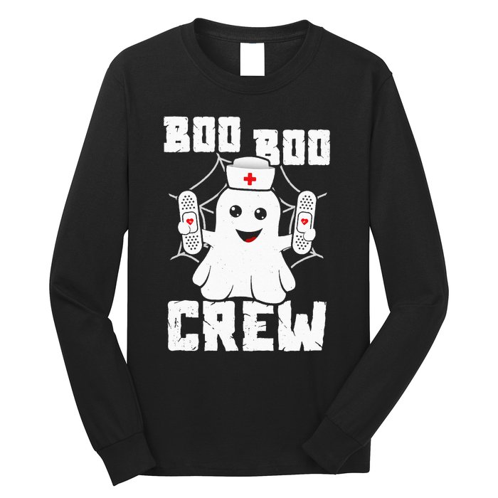 Boo Boo Crew Ghost Nurse Costume Funny Halloween Long Sleeve Shirt