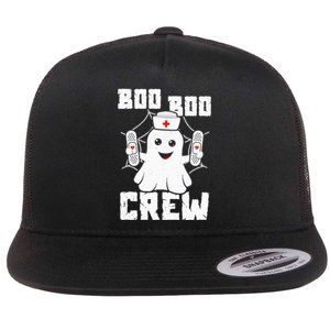 Boo Boo Crew Ghost Nurse Costume Funny Halloween Flat Bill Trucker Hat