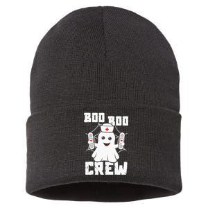 Boo Boo Crew Ghost Nurse Costume Funny Halloween Sustainable Knit Beanie