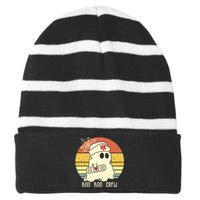 Boo Boo Crew Nurse Shirts Halloween Striped Beanie with Solid Band