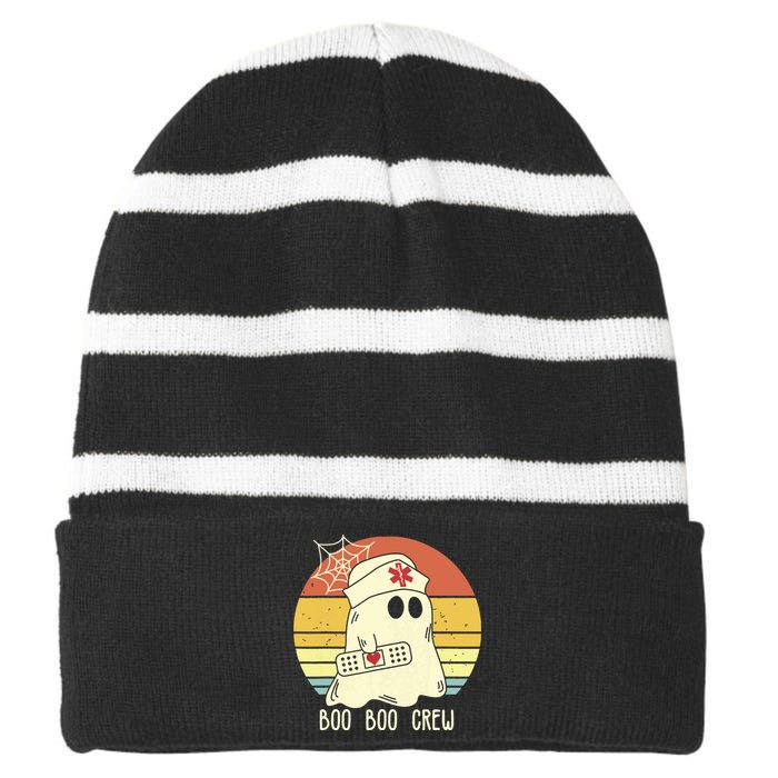 Boo Boo Crew Nurse Shirts Halloween Striped Beanie with Solid Band