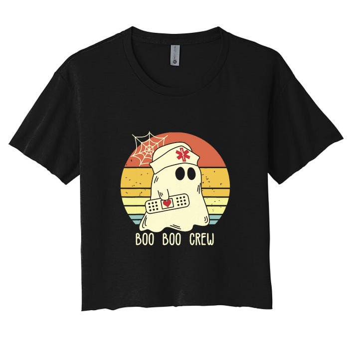 Boo Boo Crew Nurse Shirts Halloween Women's Crop Top Tee