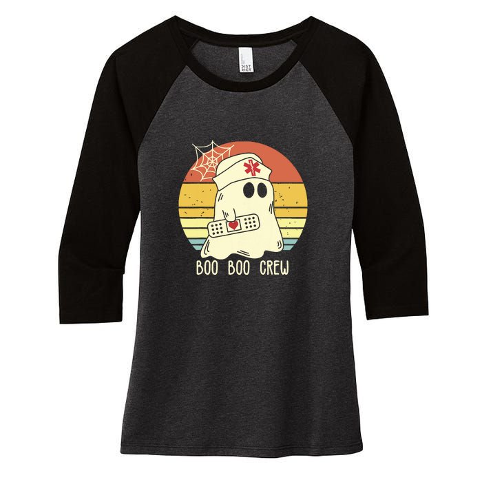 Boo Boo Crew Nurse Shirts Halloween Women's Tri-Blend 3/4-Sleeve Raglan Shirt