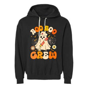 Boo Boo Crew Funny Ghost Nurse Retro Halloween Nursing Rn Garment-Dyed Fleece Hoodie