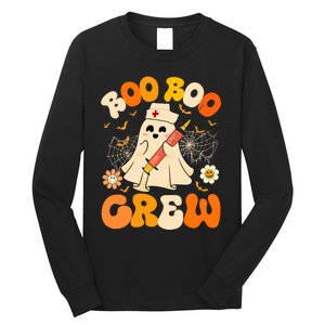 Boo Boo Crew Funny Ghost Nurse Retro Halloween Nursing Rn Long Sleeve Shirt