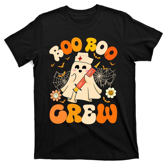 Boo Boo Crew Funny Ghost Nurse Retro Halloween Nursing Rn T-Shirt