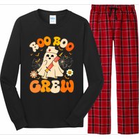 Boo Boo Crew Funny Ghost Nurse Retro Halloween Nursing Rn Long Sleeve Pajama Set