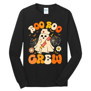 Boo Boo Crew Funny Ghost Nurse Retro Halloween Nursing Rn Tall Long Sleeve T-Shirt