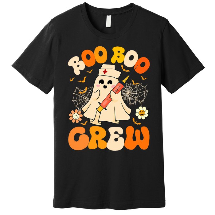 Boo Boo Crew Funny Ghost Nurse Retro Halloween Nursing Rn Premium T-Shirt