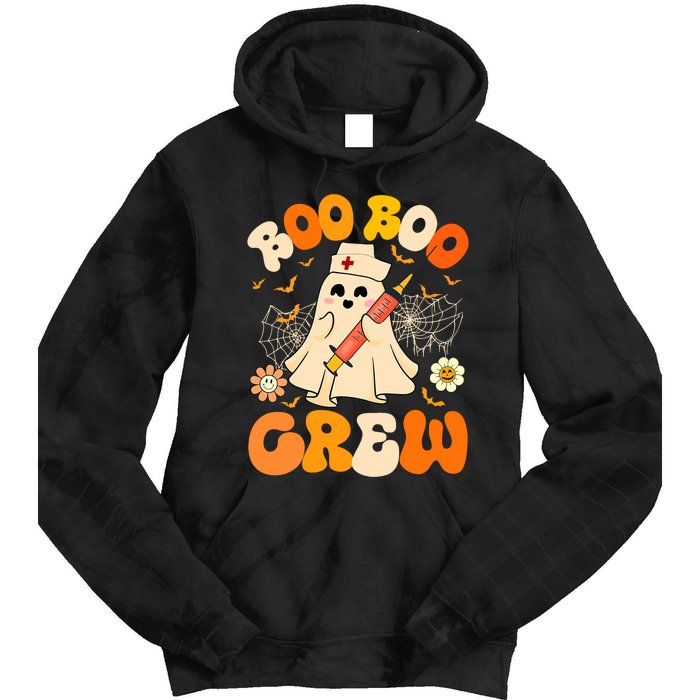 Boo Boo Crew Funny Ghost Nurse Retro Halloween Nursing Rn Tie Dye Hoodie