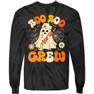 Boo Boo Crew Funny Ghost Nurse Retro Halloween Nursing Rn Tie-Dye Long Sleeve Shirt