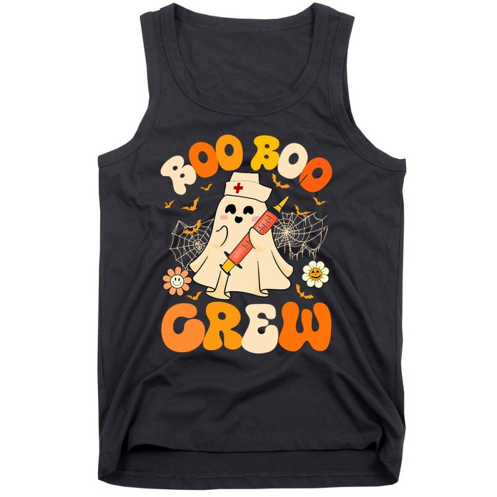 Boo Boo Crew Funny Ghost Nurse Retro Halloween Nursing Rn Tank Top