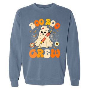 Boo Boo Crew Funny Ghost Nurse Retro Halloween Nursing Rn Garment-Dyed Sweatshirt