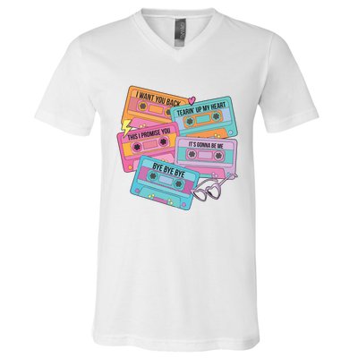 Boy Band Cassette Tape 90s Music V-Neck T-Shirt