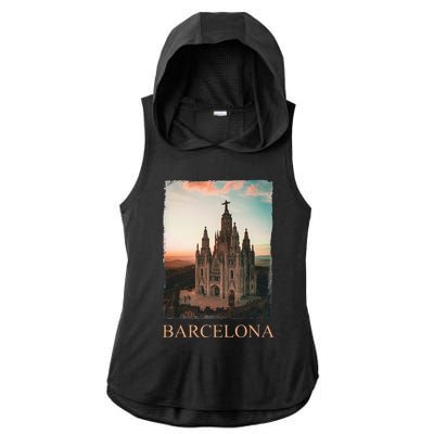 Barcelona Barcelona City Barcelona Gift Ladies PosiCharge Tri-Blend Wicking Draft Hoodie Tank