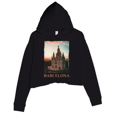 Barcelona Barcelona City Barcelona Gift Crop Fleece Hoodie