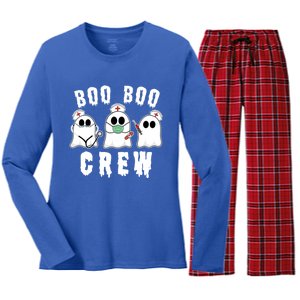 Boo Boo Crew Funny Nurse Halloween Ghost Costume Meaningful Gift Women's Long Sleeve Flannel Pajama Set 