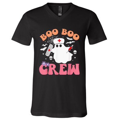 boo boo crew quote nurse cool halloween nurse costume V-Neck T-Shirt