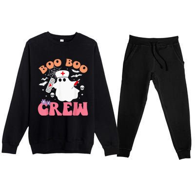 boo boo crew quote nurse cool halloween nurse costume Premium Crewneck Sweatsuit Set