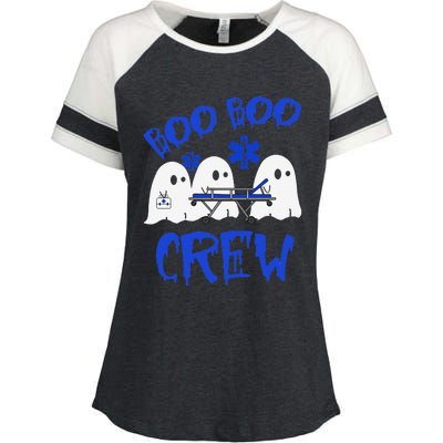 Boo Boo Crew Funny Ghost Emt Ems Paramedic Nurse Halloween Sweat Enza Ladies Jersey Colorblock Tee