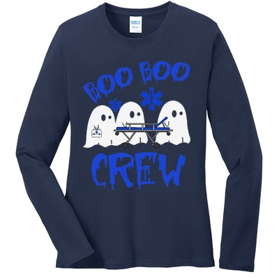 Boo Boo Crew Funny Ghost Emt Ems Paramedic Nurse Halloween Sweat Ladies Long Sleeve Shirt