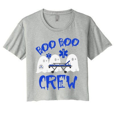 Boo Boo Crew Funny Ghost Emt Ems Paramedic Nurse Halloween Sweat Women's Crop Top Tee