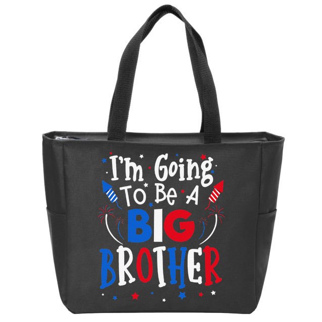 Big Brother Cute 4th of July Pregnancy announcement Gift Zip Tote Bag