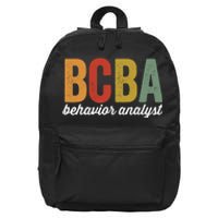 Bcba Board Certified Behavior Analyst Retro Vintage 16 in Basic Backpack